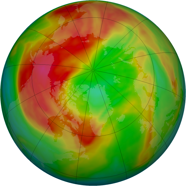 Arctic ozone map for 13 March 2007